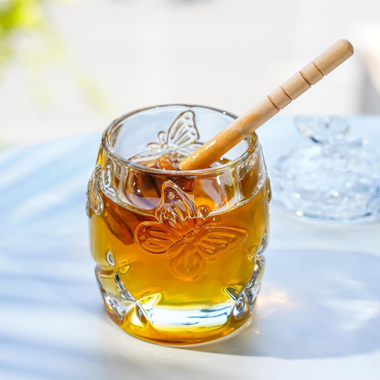 Clear Glass Honey Jar with Dipper and Lid - Image 5