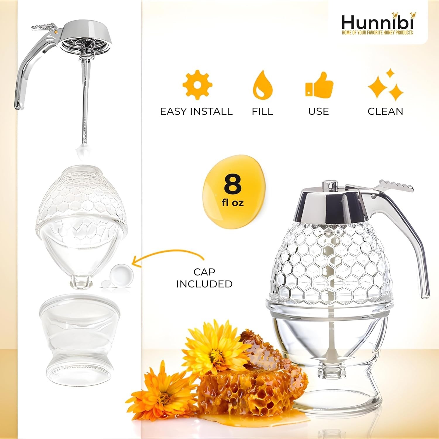 Clear Glass Dispenser for Honey and Maple Syrup - Image 4