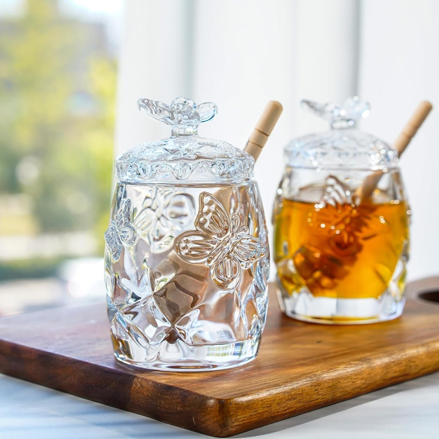 Clear Glass Honey Jar with Dipper and Lid - Image 3
