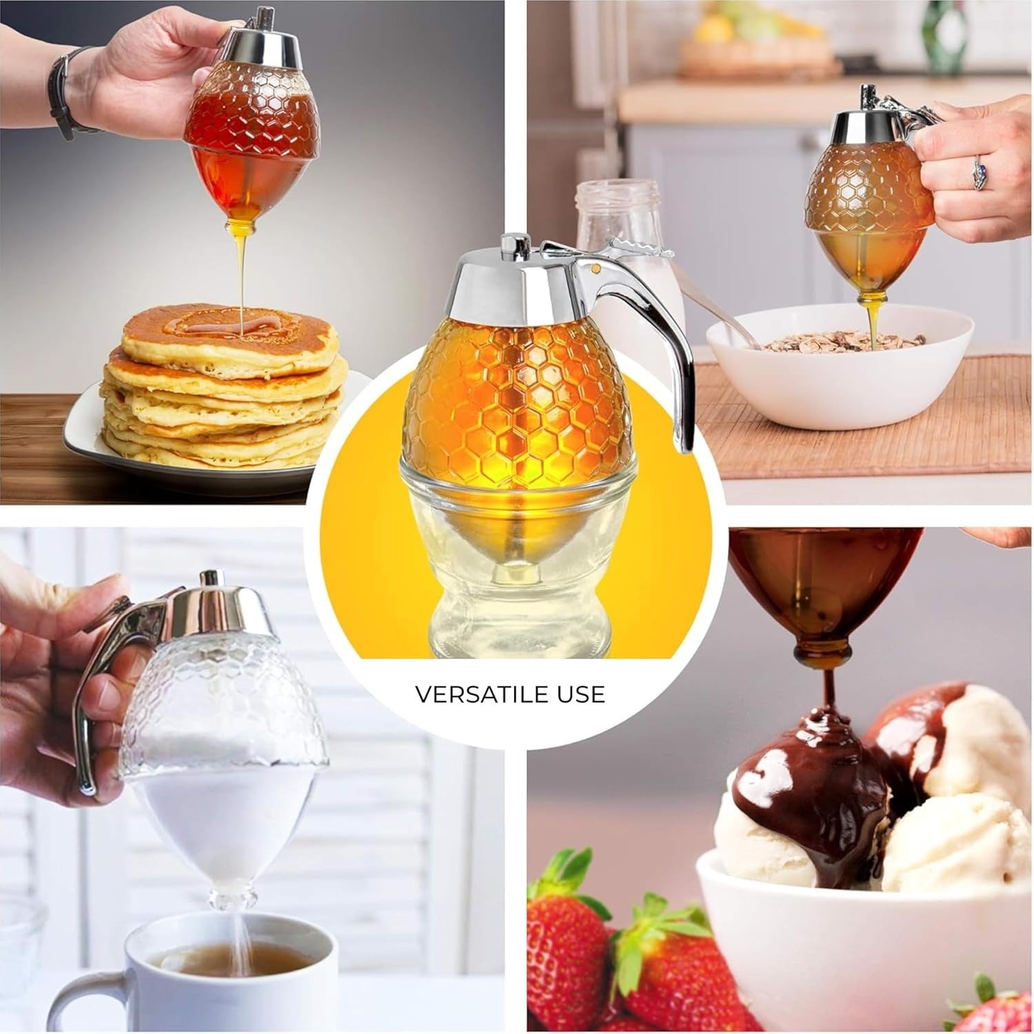 Clear Glass Dispenser for Honey and Maple Syrup - Image 5