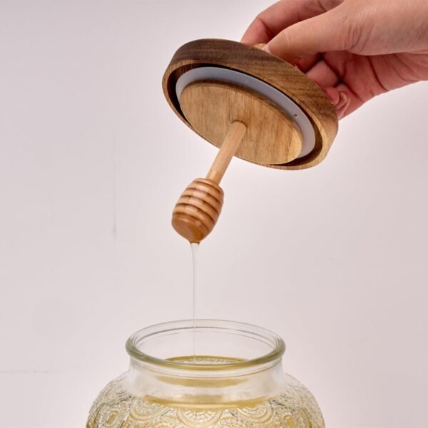 Kitchen Airtight Glass Honey Jar with Wooden Dipper - Image 2