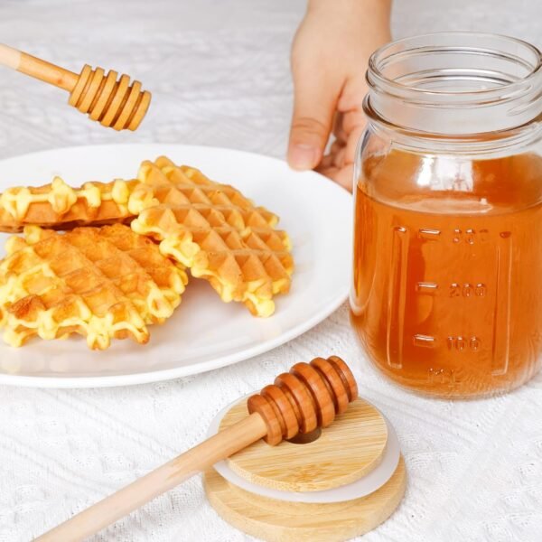 Glass Honey Jar with Dipper Stick and Lid - Image 2
