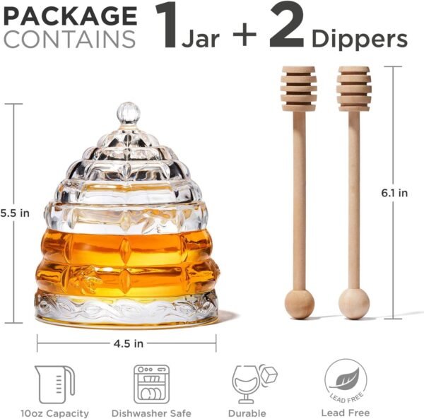 Glass Honey Jar with Lid and Container - Image 3