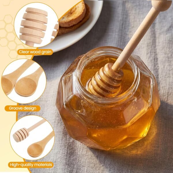 Honey Pot with Dipper Spoon and Metal Lid - Image 3