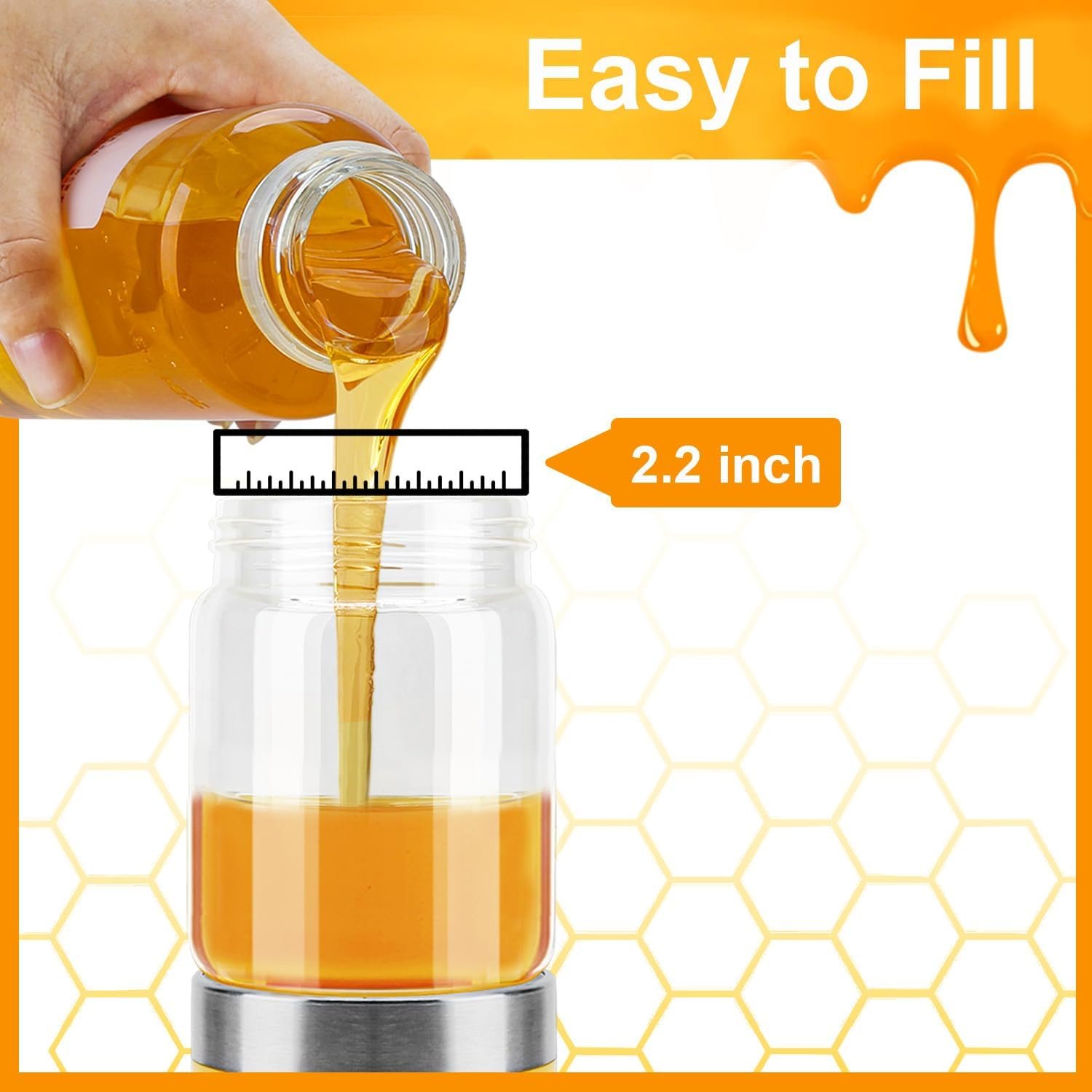 Clear Glass No-Drip Honey Dispenser with Handle - Image 3