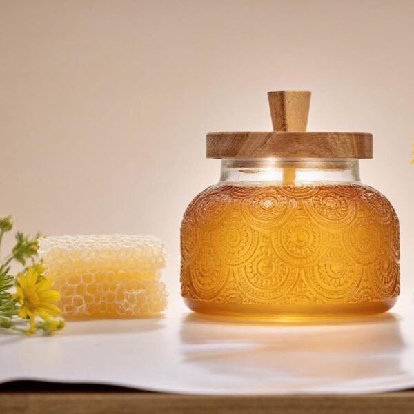 Kitchen Airtight Glass Honey Jar with Wooden Dipper - Image 5