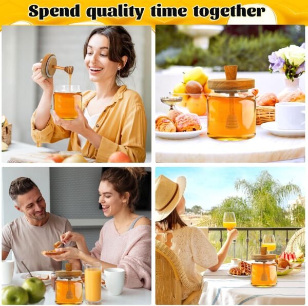Glass Honey Jar with Dipper and Wooden Lid - Image 5