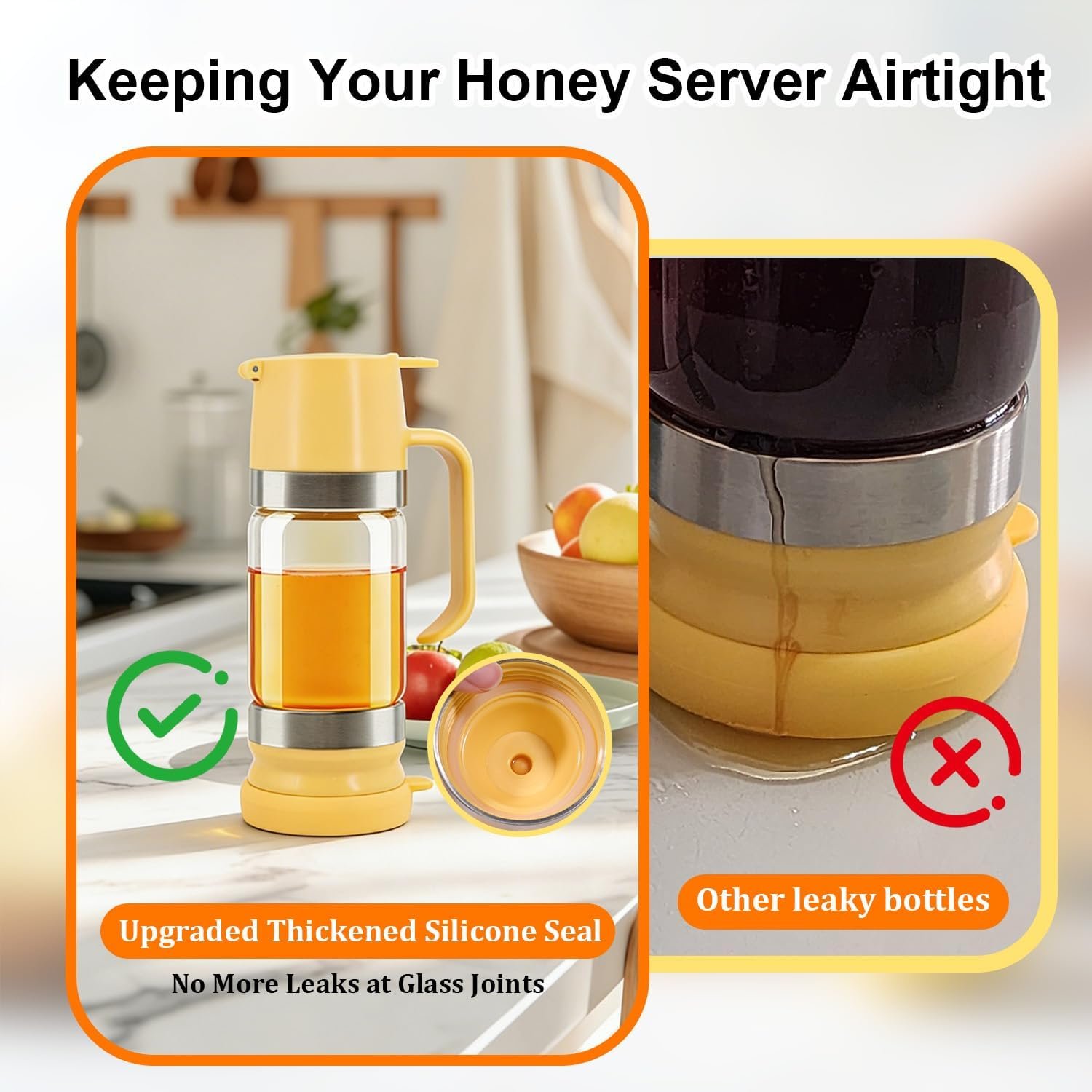 Clear Glass No-Drip Honey Dispenser with Handle - Image 5