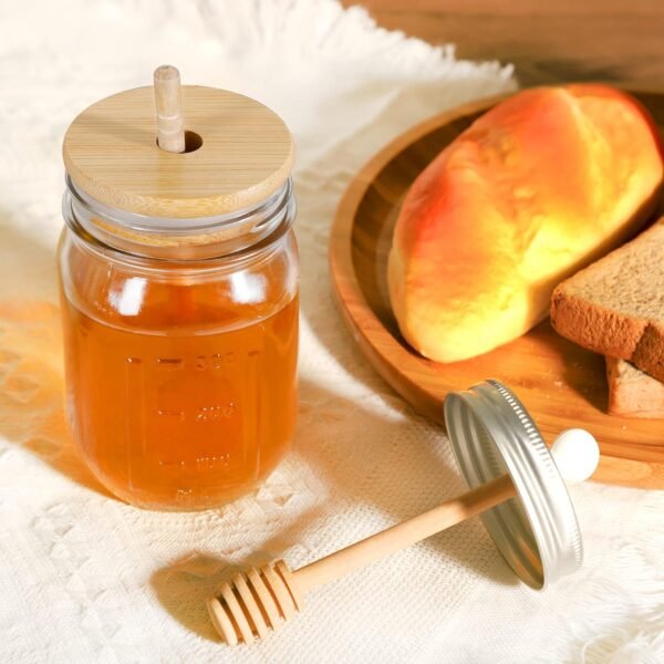 Glass Honey Jar with Dipper Stick and Lid - Image 6