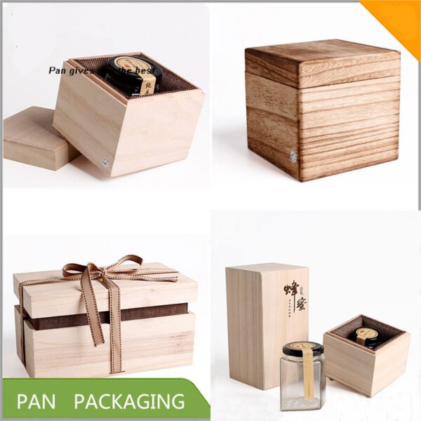 Handmade Rustic Raw Wood Honey Gift Box - Image 6